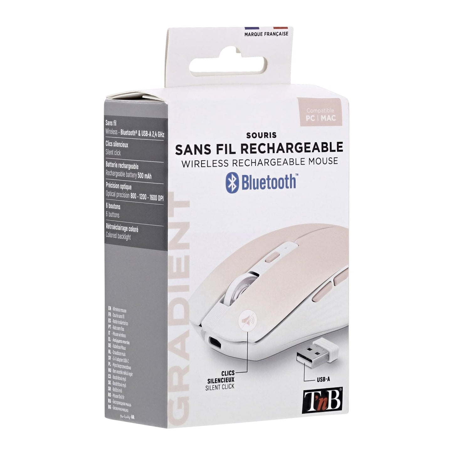 TNB Souris colorée rechargeable DUAL CONNECT rose - GRADIENT
