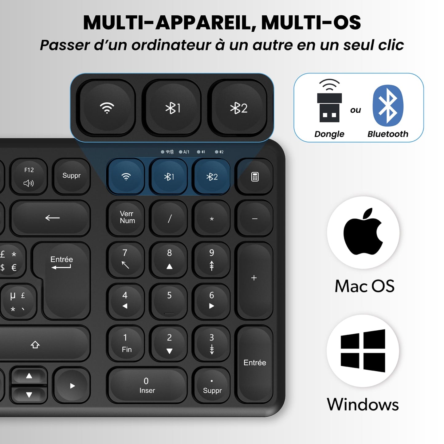 TNB Clavier sans fil rechargeable SLIM PRO - AZERTY (FR)