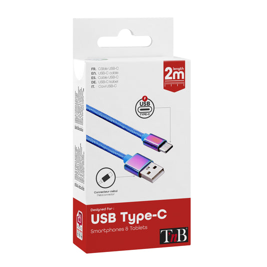 TNB Câble USB-C connecteurs iridium – Nylon tressé – 2 m